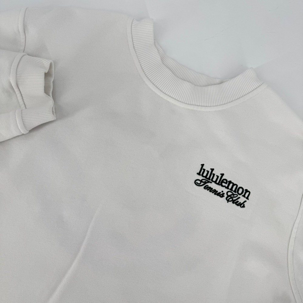 Lululemon Cotton French Terry Crewneck Tennis Club White Sweatshirt XL LW3ICTS